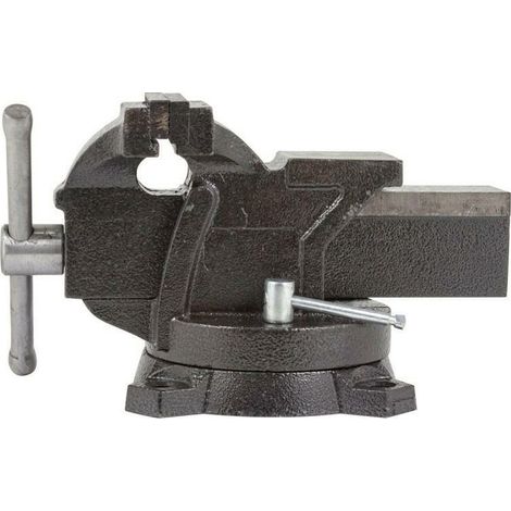 Tornillo de acero con yunque JCB 5" 125 mm, mordazas de acero endurecido, ajuste de presión, recubrimiento anticorrosivo, alta capacidad de presión, ideal para taller y producción.