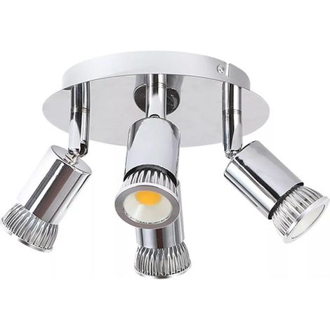 Levitantes Plafonnier avec trois projecteurs, lampe avec quatre douilles, applique intérieure orientable, argent (1/3)