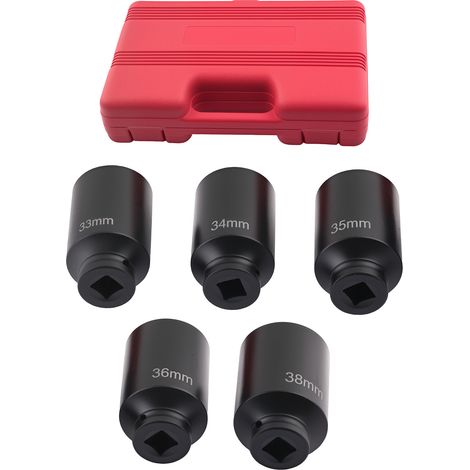 33mm 34mm 35mm 36mm 38mm Deep Impact Socket Set 1/2" Drive 6 point Hub Nut 5Pcs (1/5)