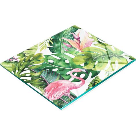 Tabla de cocina de vidrio templado con gr谩ficos de plantas tropicales 60x52 cm (1/5)