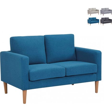 Sofá moderno de 2 plazas en algodón 137x73x82cm Ramsey - Azul Marino (1/5)
