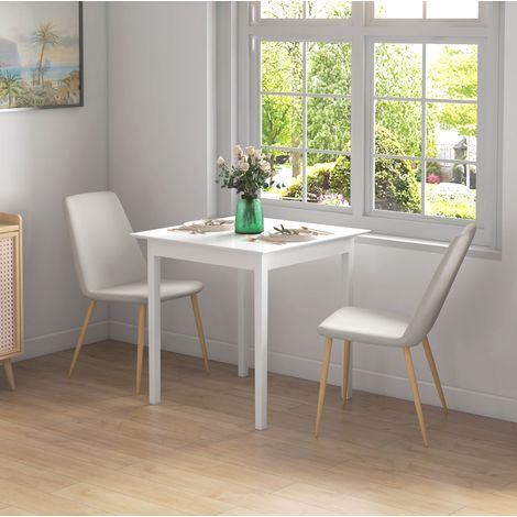 Tavolo da pranzo 75x75x76 cm in legno bianco salvaspazio per cucina FloraGrace (1/5)