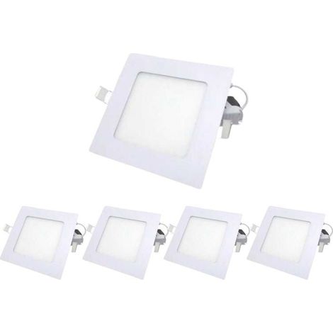 Pack de 5 - Spot LED Extra Plat Downlight Carré 6W Blanc - Blanc Neutre - SILUMEN (1/4)