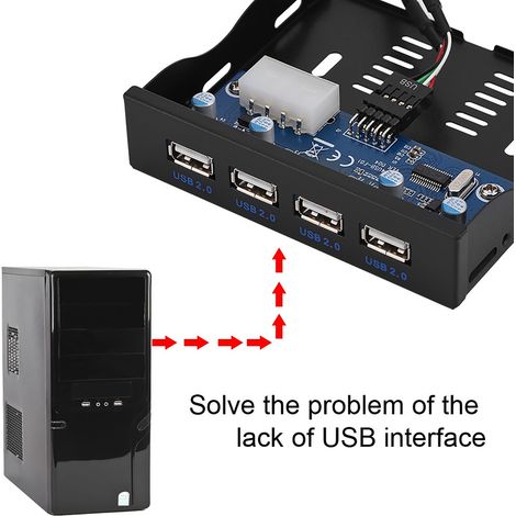 USB 2.0-Frontblende für 3,5"-Laufwerksschacht mit USB 2.0-Hub und 9-poligem Anschluss