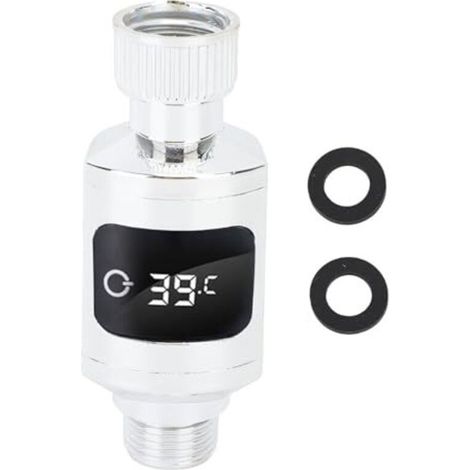Thermomètre de Douche à Affichage Numérique LED étanche en Acier Inoxydable, Moniteur de Température de l'eau avec écrou de 1/2 Pouce pour la Maison, la Salle de Bain, la