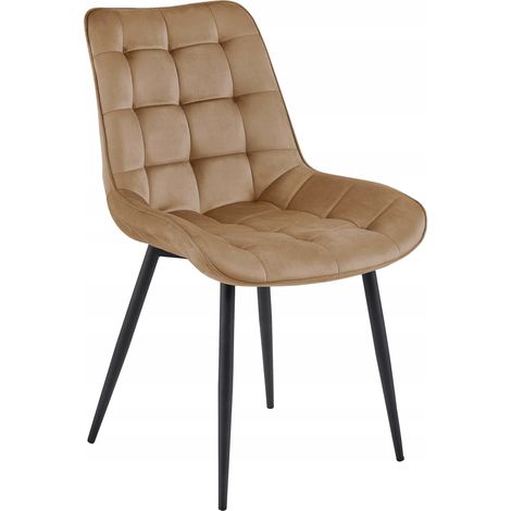 Chaise Bera - velours marron / pieds noirs x 1 (1/5)