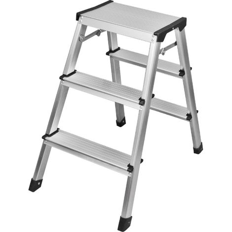 7house Klappbare Aluminiumleiter, 3 Stufen, Silber, 59 x 39 x 60 cm