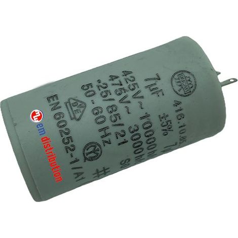 Ducati Energia – Condensateur 7µF pour moteur de volet roulant 35 Nm – Cosses Faston 2.8 mm – Durée de vie 10 000 heures – Compatible Somfy et Simu