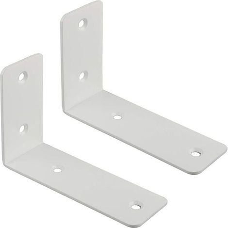 Support Étagère Murale, Fixation Flottante Support avec Finition en Acier Inox, Support d'Angle Brace de Tablette Murale à Suspendre avec Vis, 2 Pcs (12,5CM, Blanc Brillant) (1/4)