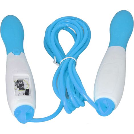 Corde à sauter en PVC, corde à sauter réglable pour adultes, étudiants et tests d'effort (bleue). (1/5)