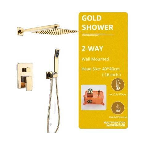 Conjunto de grifería para baño y ducha, diseño contemporáneo, cabezal de ducha tipo lluvia ultrafino, 2 vías, 30 cm (12 pulgadas) (1/2)