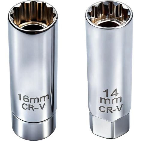 (14 mm + 16 mm) Lot de 2 clés à bougie d'allumage magnétiques universelles et flexibles Jeu d'outils pour enlever les bougies d'allumage (1/5)