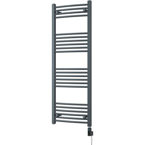 Zennor - Anthracite Electric Towel Rail H1400mm x W500mm Curved 500w Thermostatic WIFI (1/3)