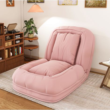 Sofá cama plegable ergonómico rosa con 2 cojines y respaldo ajustable (1/5)