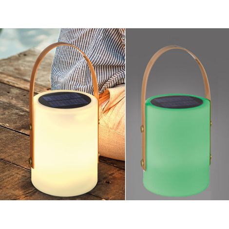 RGB Outdoor Tischleuchte BARI per USB & Solar aufladbar, Höhe 34cm (1/5)