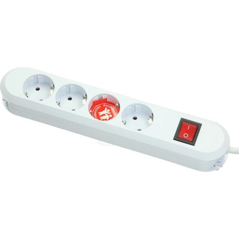Prise de table quadruple avec interrupteur blanc 1,5 m de câble