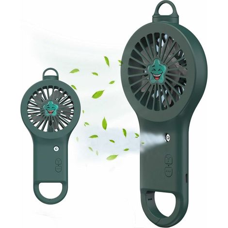 2-in-1 Outdoor Portable Fan with Spray, Rechargeable Battery Operated Handheld Water Mist 3 Speed Fan for Outdoors, Travel, Hiking and Camping - Army Green