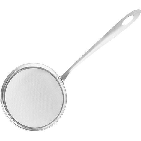 Écumoire à mailles fines avec long manche en acier inoxydable, idéale pour les plats chauds et les casseroles. Passoire à graisse pour écumer la graisse et la mousse.