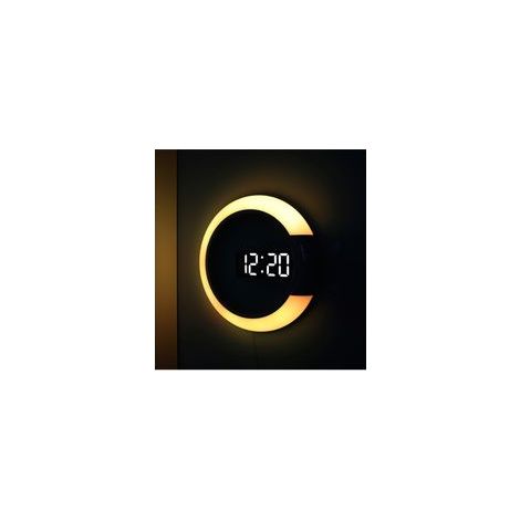 Horloge Murale numérique LED Grand écran, réveil Mural Rond de 12 Pouces avec télécommande RGB veilleuse température horloges électriques murales pour Salon Chambre Bureau à Domicile
