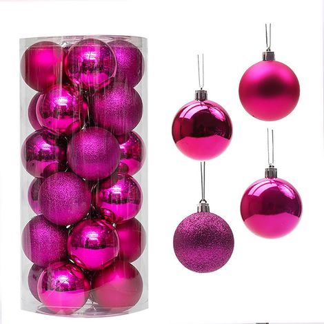 Boule De Décoration - Boule De Noël En Plastique Électroplaqué 4 Cm - Suspension Pour Arbre De Noël Ou Plafond - Lot De 24 (1/3)