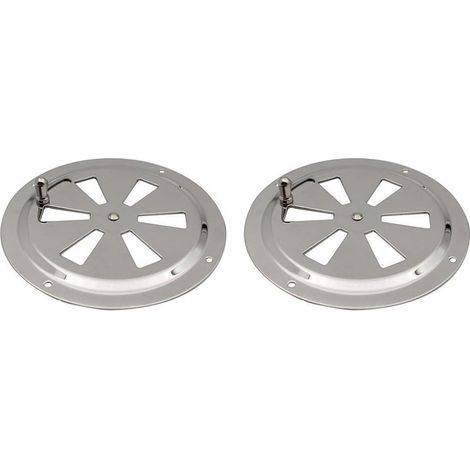 Set di 2 griglie di ventilazione regolabili in acciaio inox 316 per barche, yacht, camper e roulotte con facile controllo del flusso d'aria