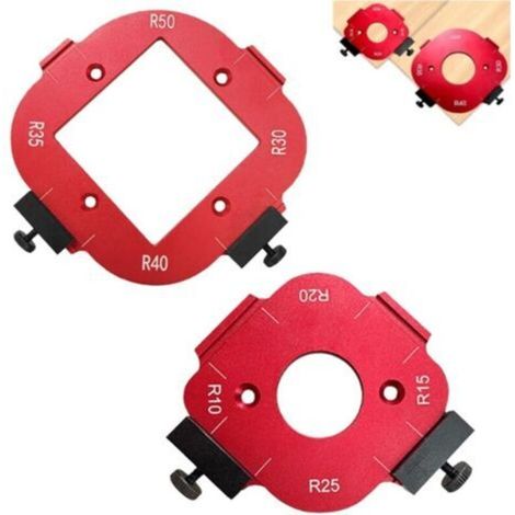 Lot de 2 Gabarit Defonceuse a Bois, Gabarit Défonceuse pour Défonceuse R10 R15 R20 R25 R30 R35 R40 R50, Gabarit Plan de Travail, Gabarit Positionnement D'angle D'arc 4 en 1