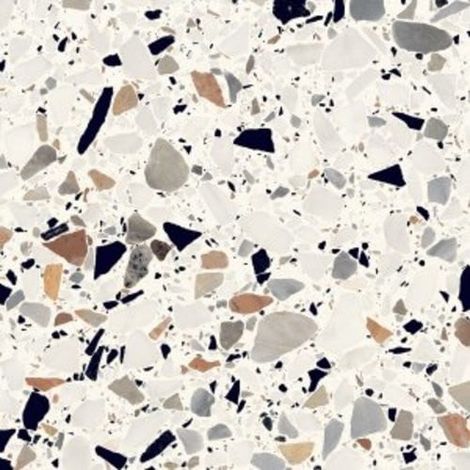 Carrelage effet terrazzo Bianco Macro 20x20 cm – Grès cérame émaillé – Antidérapant léger R9 – Résistant au gel – Surface satinée