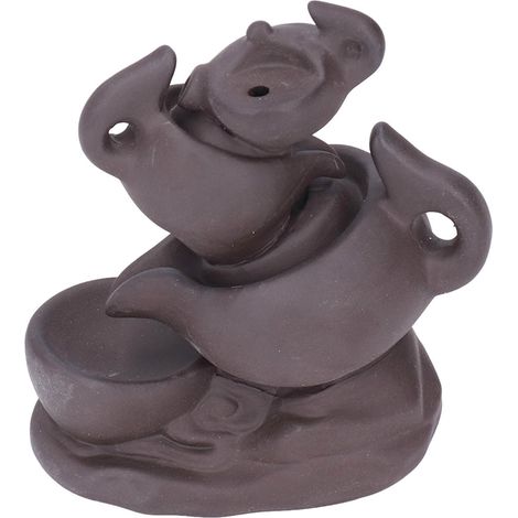 Encensoir Cascade Retour d'Eau Nuage de Chance en Pierre Pourpre Antique, Théière à Encens en Bois de Santal, Fontaines d'Encens Parfumées pour Méditation, Décor de Bureau, 1 Pièce (1/5)