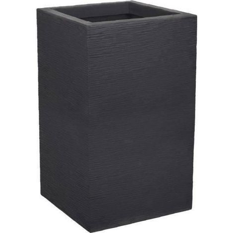 Bac À Fleurs Carré Haut - 36 L - Pré-percé - Interieur-Exterieur - 49,5 Cm - Gris Anthracite (1/5)