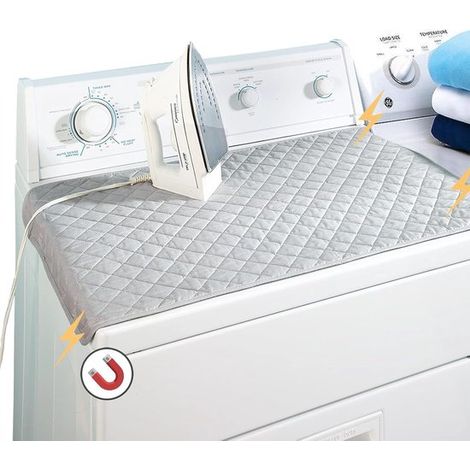 Tappetino da stiro magnetico, alternativa all'asse da stiro, rivestimento imbottito, lavabile in lavatrice e adatto all'asciugatrice, resistente al calore, rivestimento portatile, grigio M (1/5)