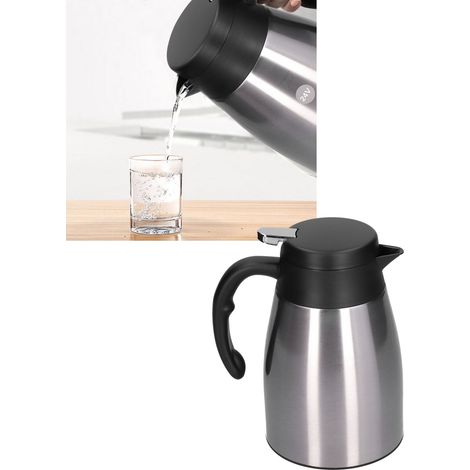 [Termo eléctrico] – Contenedor de agua portátil de 24 V y 1200 ml para automóviles con placa calefactora de acero inoxidable blanco – Hervidor para camping y camiones (1/5)
