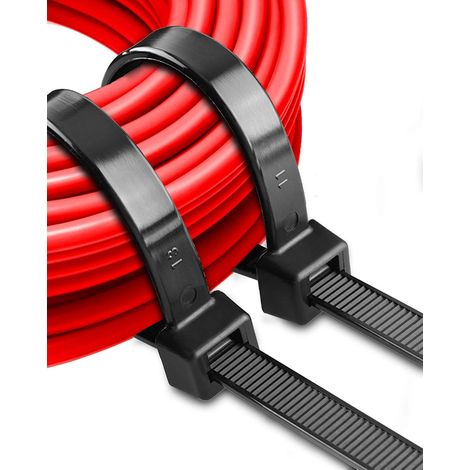 Colliers de serrage larges et robustes, parfaits pour la gestion des câbles et une utilisation en extérieur, noirs, de qualité industrielle, 500 mm x 12 mm, réutilisables. (1/5)
