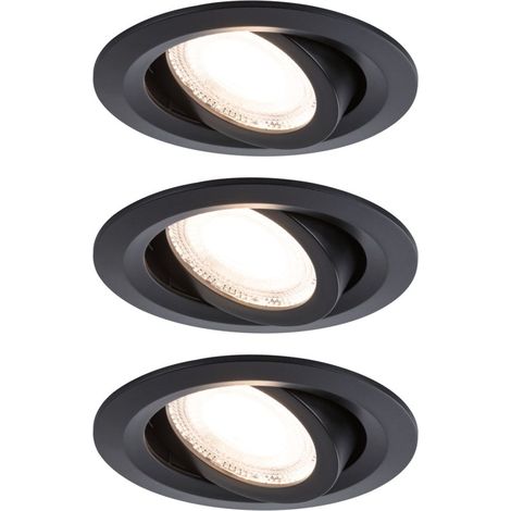 Paulmann LED-Einbauleuchte Fixed 3er Set 574 lm Ø 8,2 cm warmweiß schwarz Deckenlampen (1/3)