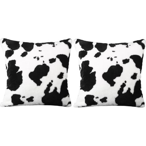 housses de coussin carrées en peluche à motif vache housses