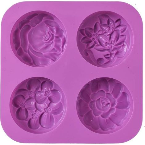 Moule à savon en silicone antiadhésif en forme de fleur pour savons, muffins, puddings, gelées, brownies et cheesecakes faits maison - Sans BPA (1/5)