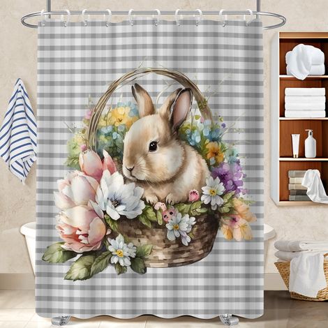 Rideau de bain en polyester 180x180 poids aux ourlets polyester pour salle de bain pour personne allergique (1/5)