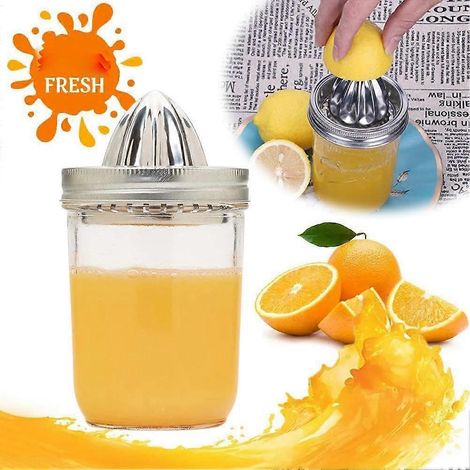 Presse-agrumes manuel pour bocaux Mason, presse-agrumes pour oranges et citrons, couvercle pour presse-agrumes pour bocaux Mason, accessoires de pressage en acier inoxydable pour bocaux Mason (1/5)
