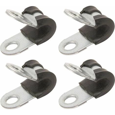 Lot de 4 colliers de serrage en forme de R en acier inoxydable avec rembourrage en caoutchouc, colliers de serrage en P doublés en caoutchouc (8 mm) (1/2)