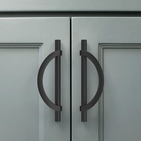 2 Pièces Poignee de Meuble Cuisine Noir 128mm Alliage de zinc Poignées Meubles avec Vis, pour Bureaux, Tiroirs, Armoires (1/5)