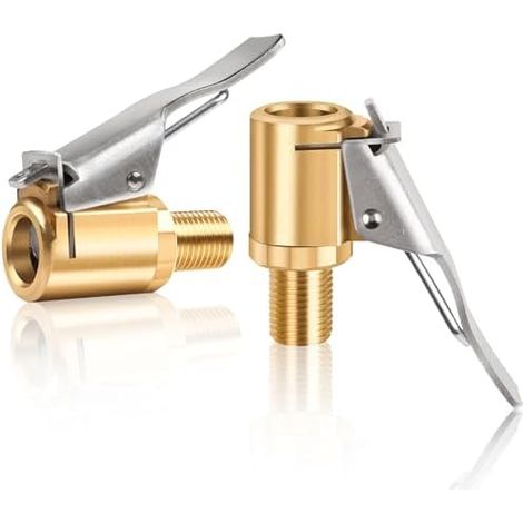 Lot de 2 mandrins à air 8 mm en laiton pour valve pneu voiture, adaptateur buse filetée pompe camion - Connecteur gonflage voiture et (1/5)