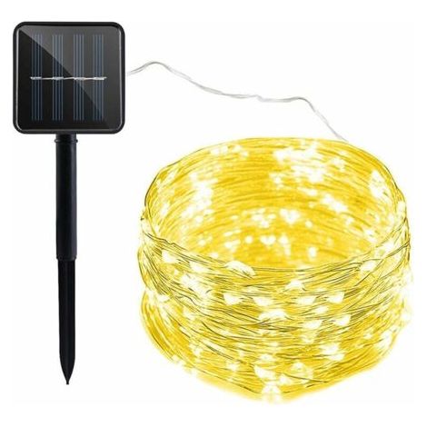 QORVA-Guirlande Solaire Exterieur, 22m 200 LED Guirlande Lumineuse Exterieure Solaire Étanche 8 Modes, Solaire Guirlande Guinguette Exterieur pour Jardin Terrasse Maison Fête Noël(Lumière blanche chau