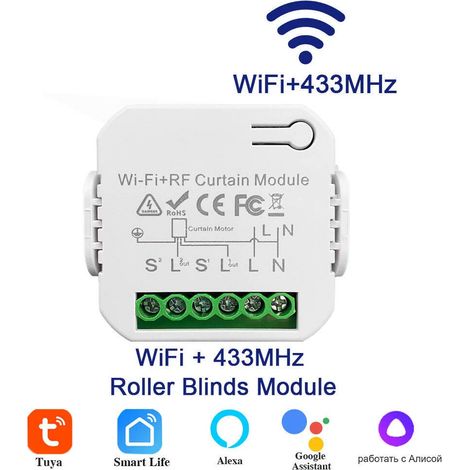 Interrupteur intelligent WiFi Tuya, module de commutation DIY avec minuterie 220 V, commande vocale RF, 2 canaux,窗帘模块 (1/5)