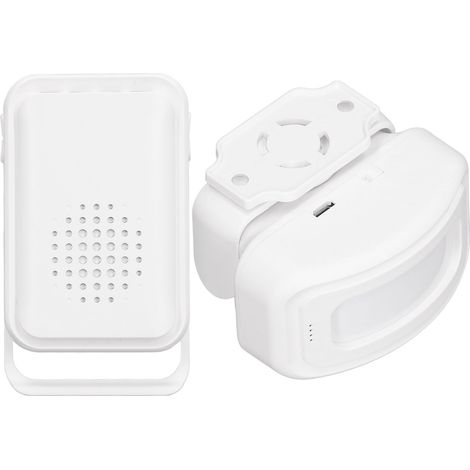 Drahtlose Eingangsklingel mit Bewegungsmelder, Infrarot-Türklingel, Sicherheitsalarm, wiederaufladbarem 5V Micro-USB-Anschluss, Anwesenheitserkennung und akustischem Alarm. (1/5)