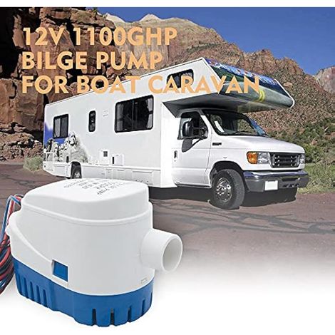 Pompe de vidange automatique 12 V 1100 GPH avec interrupteur à flotteur pour étangs, piscines, spas et camping-cars. Silencieuse. (1/3)