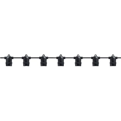 Trade Shop - Cadena Brillante Con 15 Lámpara E27 Luces Decorativas Prolongables Ip54 P01-s01-15 - Negro