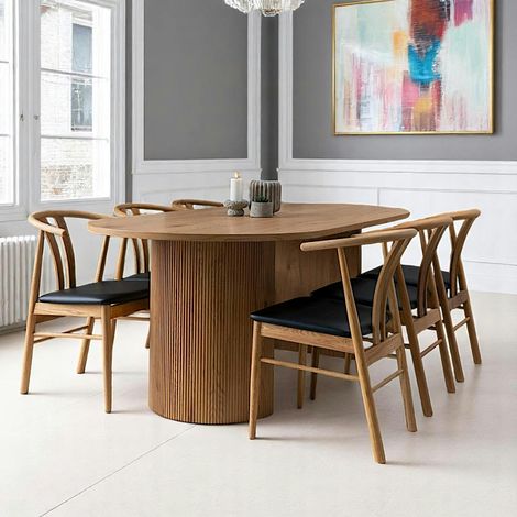 Pier Import – Table à manger ovale effet bois blond 210 cm – Largeur 100 cm – Hauteur 75 cm – Revêtement 3D résistant – Modèle MATERA