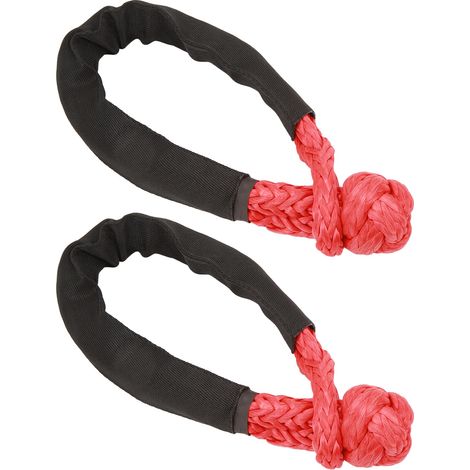 Lot de 2 manilles souples de remorquage, force de rupture de 38 000 lb, résistance à la déchirure, portables, pour camions, grands VUS et véhicules tout-terrain, rouges (1/5)