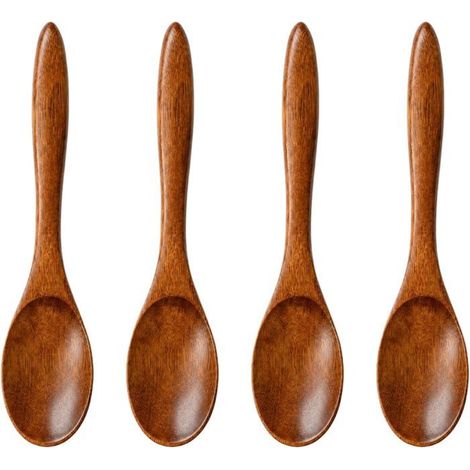 Cuillères en bois Lot de 4 Cuisine Pour le miel et le café Surface lisse Fait main (1/5)