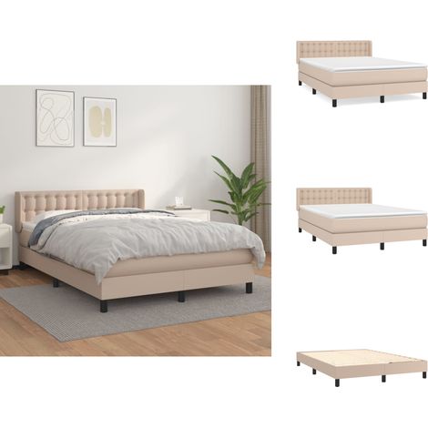 Boxspringbett Matratze Cappuccino-Braun 140x200cm Kunstleder - Boxspringbett - Doppelbett - Bettenrahmen - Kunstlederbett - Capucchino Braun (1/5)