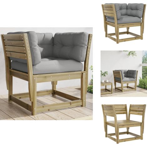 Gartensofa mit Armlehnen und Kissen Kiefernholz Imprägniert - Gartenmöbel - Holzsessel - Esszimmergarnitur - Terrassenmöbeln - Lounge Möbel (1/5)